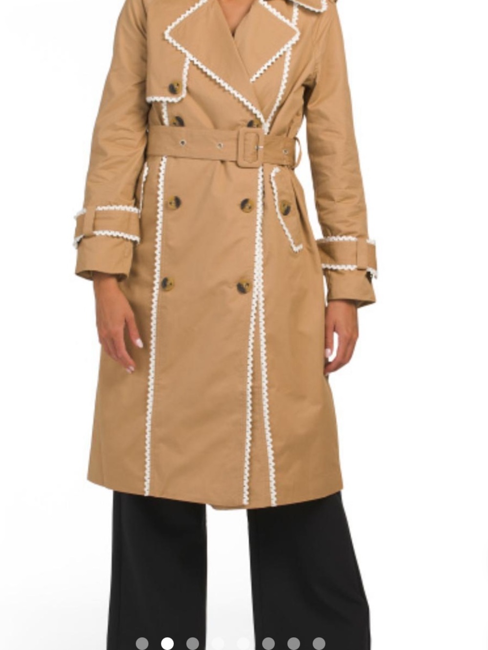 7 For All Mankind Tan Trench Coat with White Trim